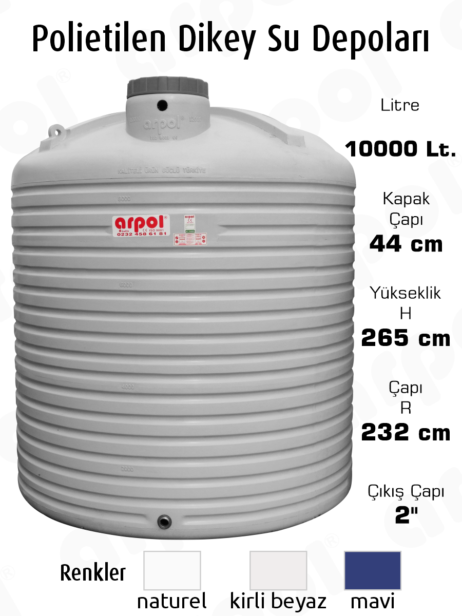 polietilen dikey su depolar� 10000 lt